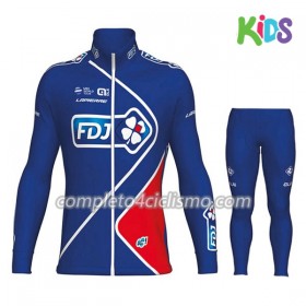 Completo Maglia Ciclismo + Calzamaglia 2017 FDJ Bambino N002